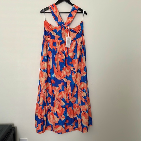 GRACE KARIN Criss Cross Halter Neck Summer Floral Print Flowy Maxi Dress - Picture 6 of 9